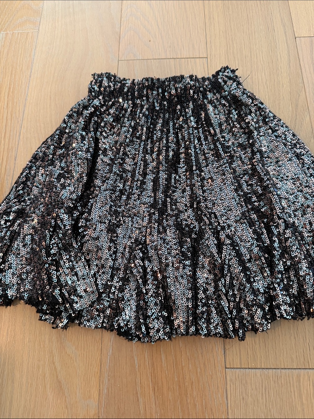Zara Black and Silver Sequin Pleated Kids Skirt